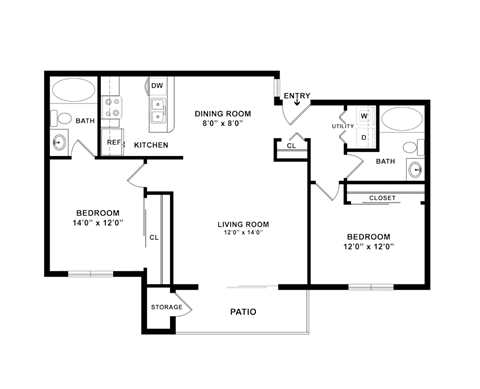 a floor plan of a house showing the bedrooms and the living room