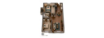 A 2 Bedroom apartment with 1 Bathroom.