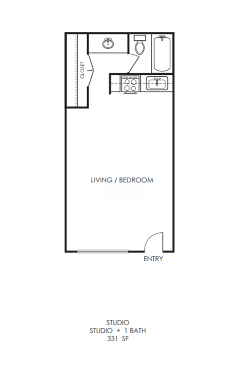 Studio Floor Plan at Lovato, Garland, TX, 75040