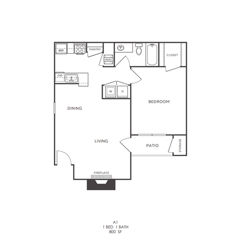 a floor plan of a 1 bedroom floor plan