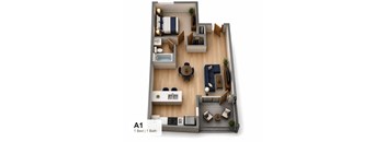 A 1 bedroom apartment with 1 bathroom.