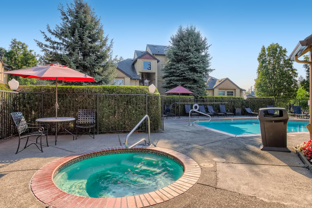 our apartments have a resort style pool and hot tub