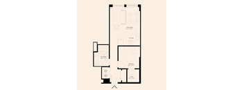 the floor plan of a one bedroom apartment with a closet