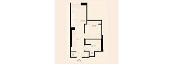 the floor plan of a 1 bedroom unit with a balcony