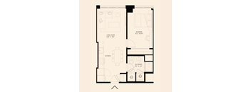 the floor plan of a 1 bedroom apartment