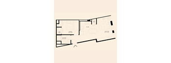 the plan of a one bedroom apartment