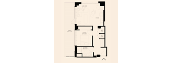 the plan of a one bedroom apartment