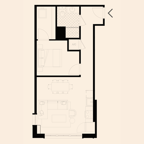 plan of a one bedroom apartment