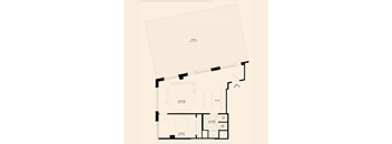 floor plan of a one bedroom apartment with large terrace