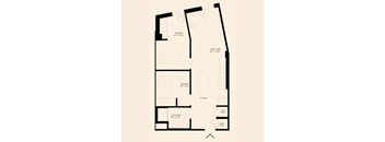 floor plan of a two bedroom with one bathroom apartment