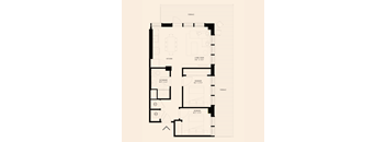 floor plan of a two bedroom with one bathroom apartment