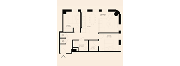 floor plan of a two bedroom with one bathroom apartment