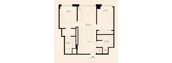 floor plan with two bedroom and two bathroom apartment