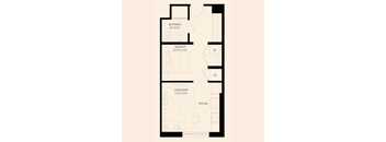 floor plan of a studio apartment with one bathroom