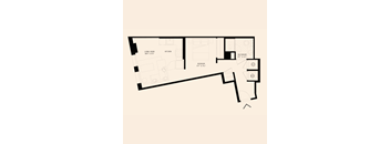 floor plan of a studio apartment with one bathroom