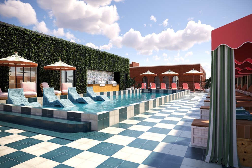 Memoir May Hosiery New Apartments in Nashville, Tennessee Rooftop Pool Rendering