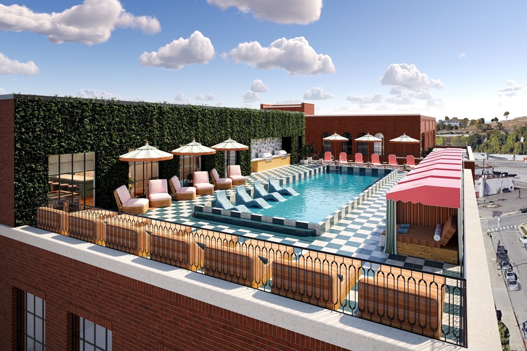 Memoir May Hosiery New Apartments in Nashville, Tennessee Rooftop Pool Rendering