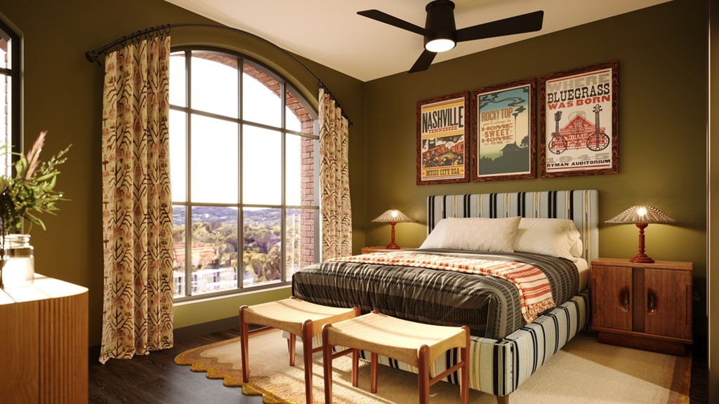 Memoir May Hosiery New Apartments in Nashville, Tennessee Bedroom Rendering