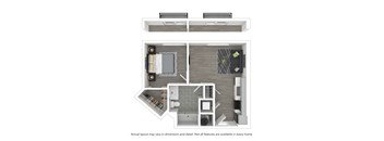 1 Bedroom 1 Bath Floor Plan