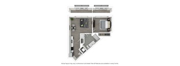 1 Bedroom 1 Bath Floor Plan
