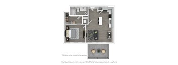1 Bedroom 1 Bath Floor Plan