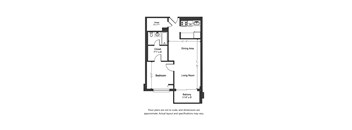 1x1 560sf Floor Plan 8200W