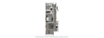 1 Bedroom 1 Bath Floor Plan