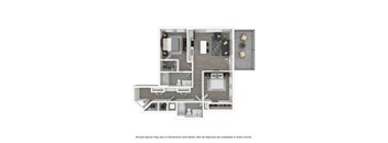 2 Bedroom 2 Bath Floor Plan