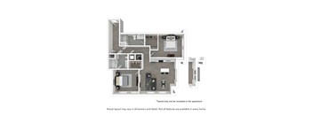 2 Bedroom 2 Bath Floor Plan