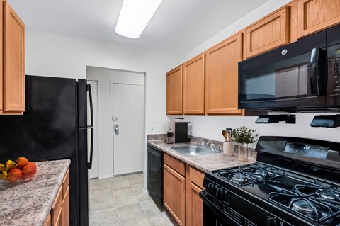 Virtually staged oak  kitchen