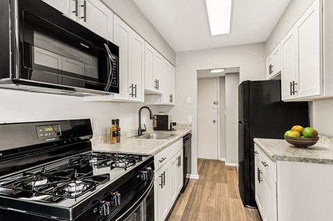 Virtually staged white kitchen