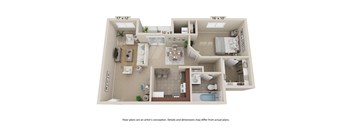 Harbour Manor Apartments Floor Plan_ 1bed 1bath _737 Square Feet