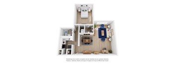 The Lustrom 1x1 Floor Plan 865 square feet