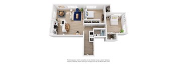 The Millennium 2x1 Floor Plan 1118 square feet