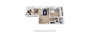 The Axiom 1x1 Floor Plan 808 square feet