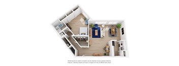 The Myriad 1x1 Floor Plan 938 square feet