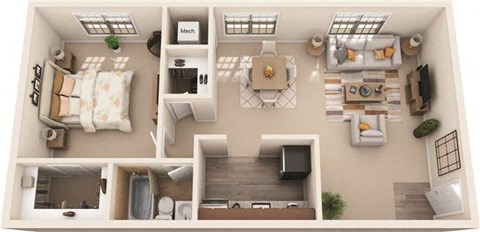 1bed 1 bath floor plan