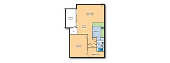 1Bed  1Bath 700 sf