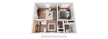 1 bedroom 1 bath 622 square foot floor plan