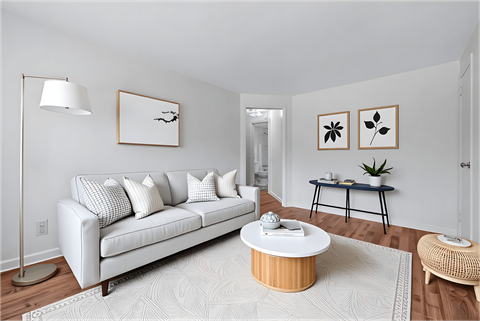 Virtually staged livingroom