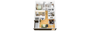 2 bedroom 1 bath floor plan image