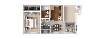 1 Bed 1 Bath 580 SF Floor Plan - Park Naylor