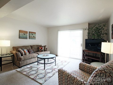 a living room with a couch and a tv