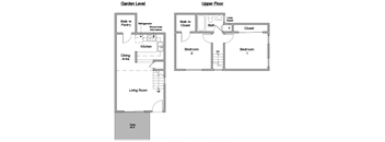 A diagram shows the layout of a house with a garden level and an upper floor.