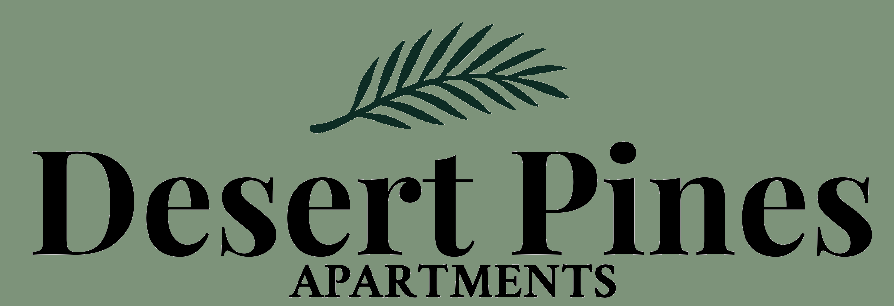 A logo for Desert Pines Apartments featuring a palm branch.
