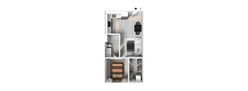 a stylized floor plan of a 2100 sq ft apartment