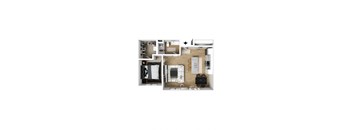 The Mona: 1 Bed 1 Bath S Apartment 3DF Floor Plan
