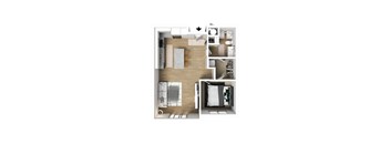 1 Bed 1 Bath Luxury Apartment 3DF Floor Plan
