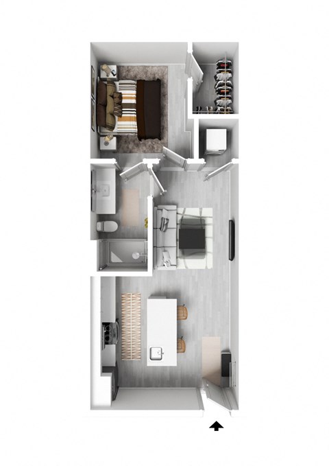 a floor plan of a house with a bedroom and a living room
