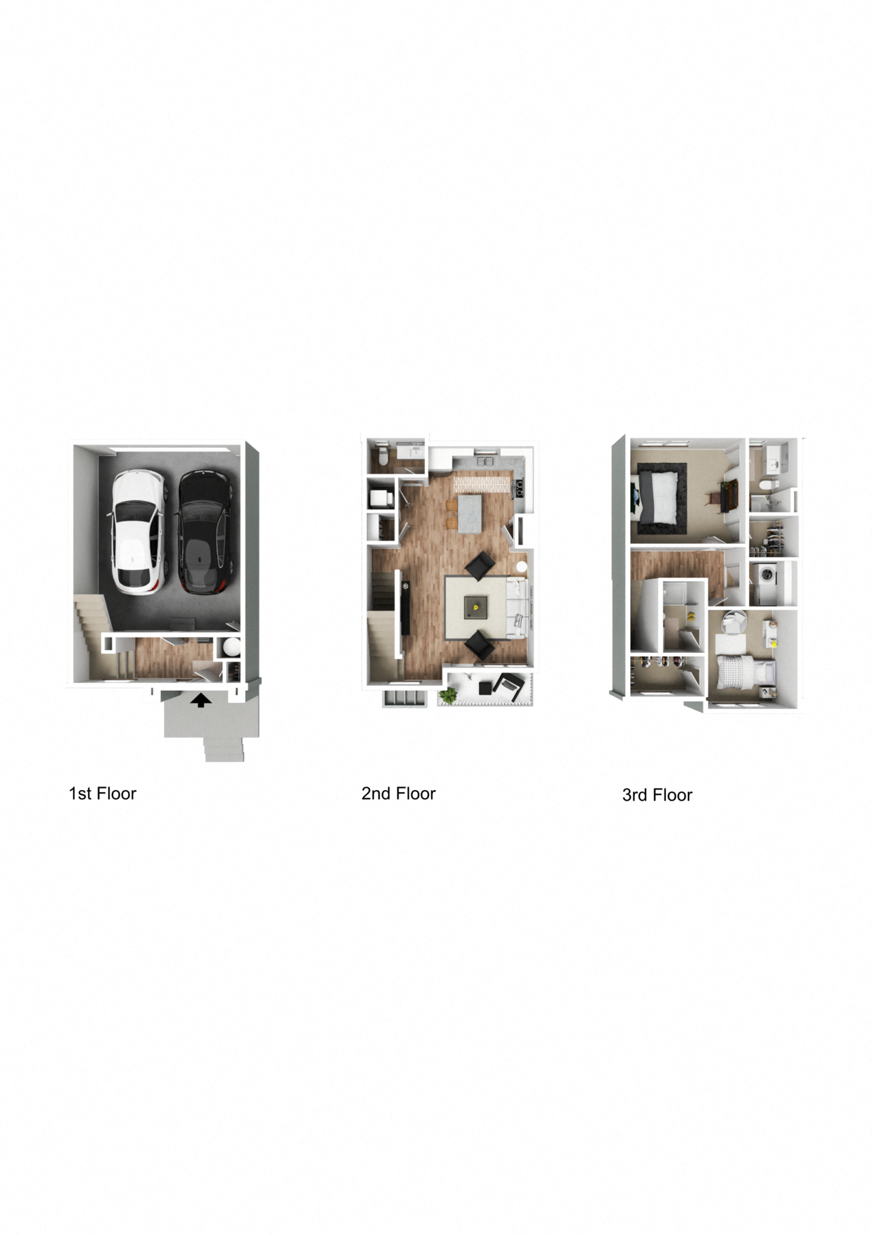 Vaseo Townhomes - Lehi, Utah | Townhome 3D Floor Plan